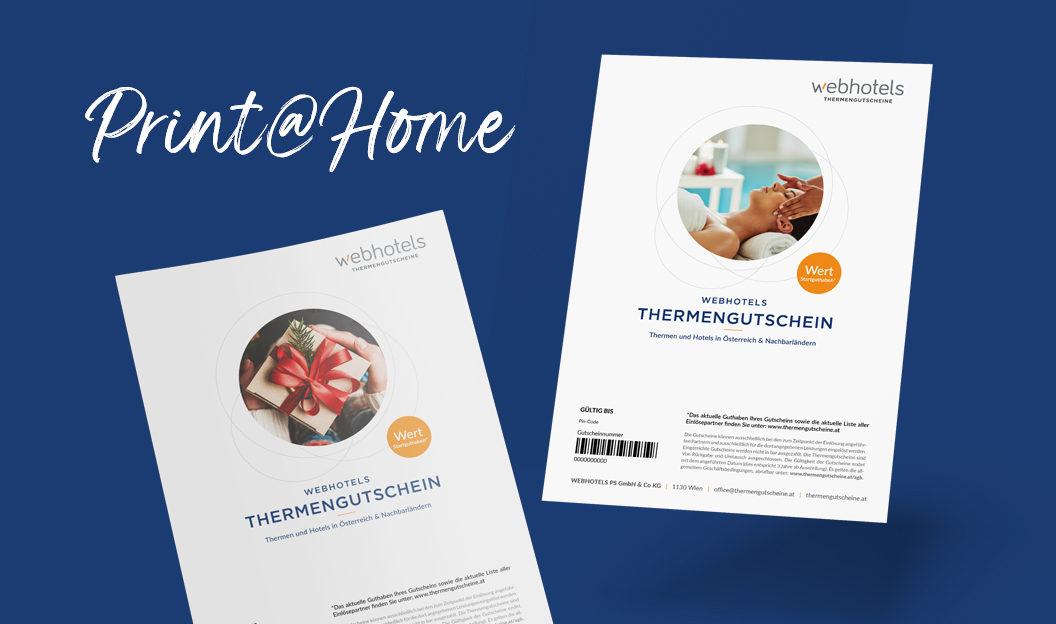 Zwei Webhotels Thermengutscheine mit der Aufschrift 